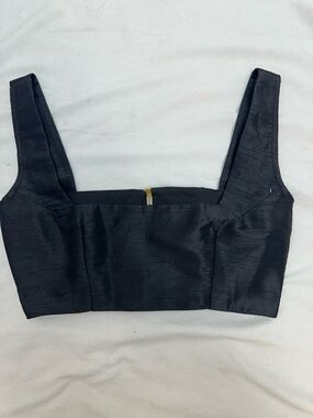 The Saree Room Black Square Neck Crop Top XXS NWTS